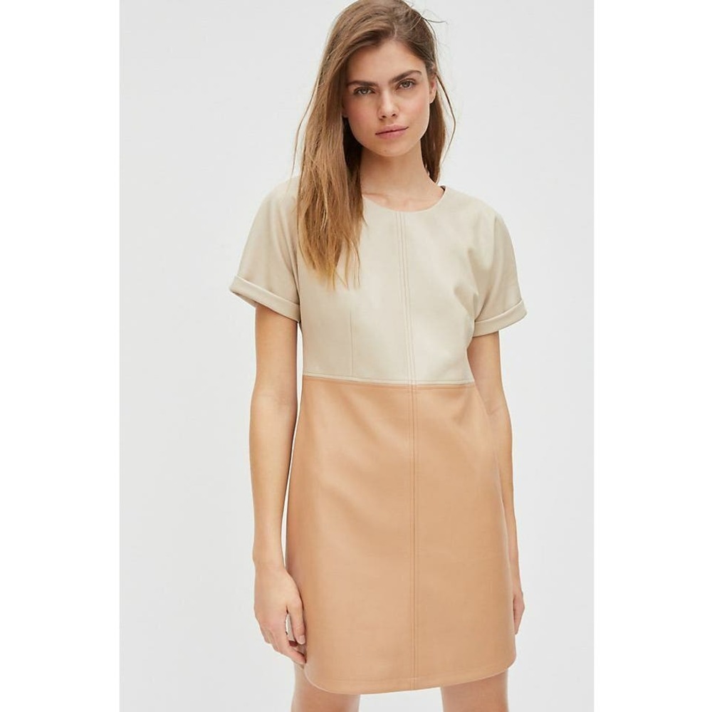 Avec Les Filles Cream and Tan Mini Dress